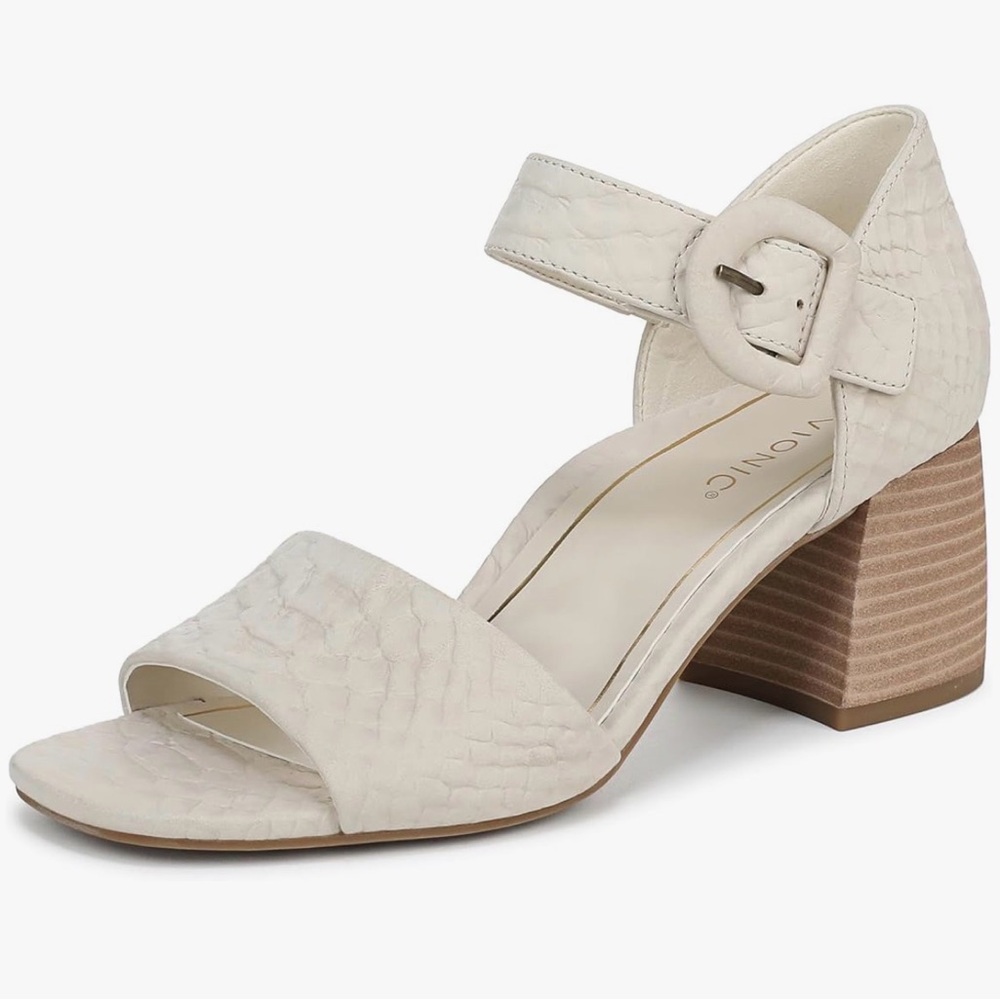 Vionic Women's Chardonnay Cream Block Heel Sandals $150 size 8.5M